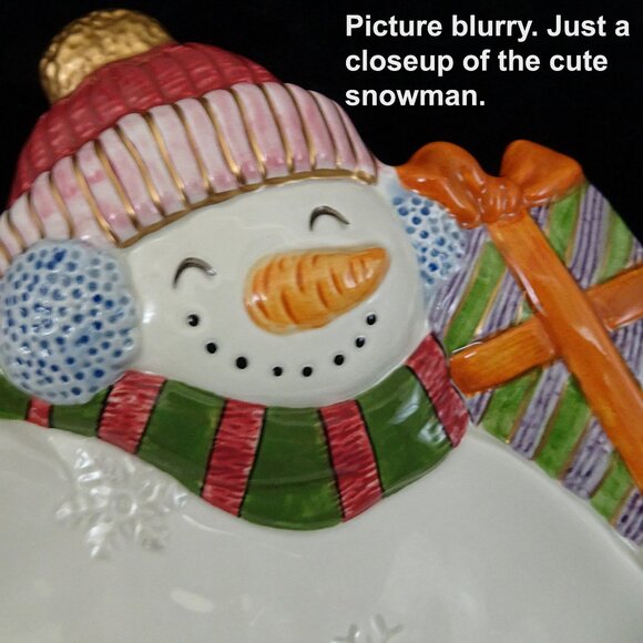 New 2003 Fitz & Floyd Frosty Folks Serving Plate Christmas Tray Snowman Party - Picture 4 of 8